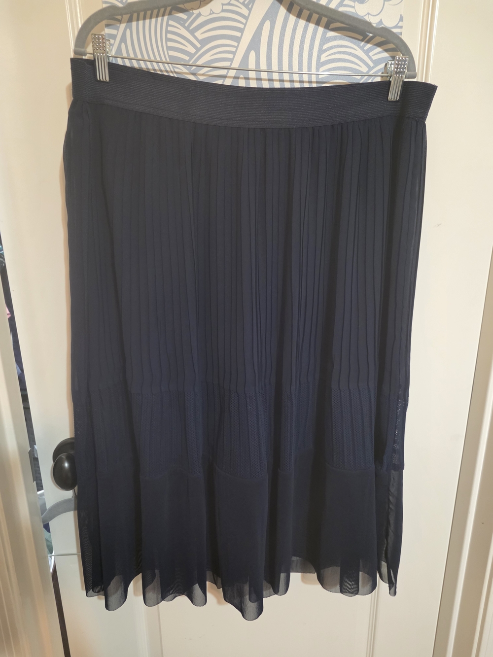 Torrid Navy Pleated Midi Skirt with Elastic Waistband